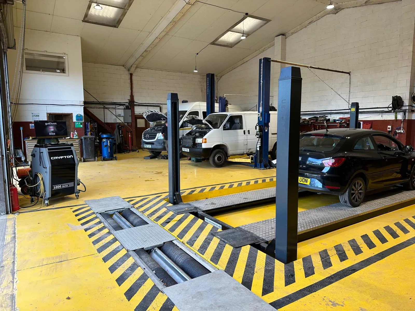 Inside Top Plant Garage: car and van MOT bay and workshop